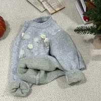 【双色梦幻花纱】女童冬款新款HS65718圆领毛衣