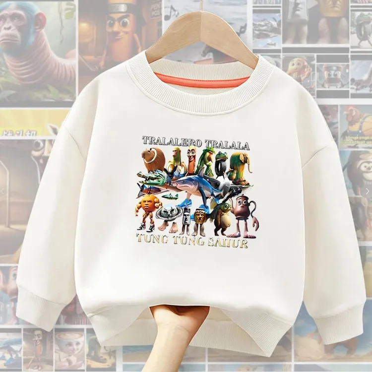 美国AI山海经童装衣服男女童长袖套头圆领卫衣百搭学生打底衫秋冬