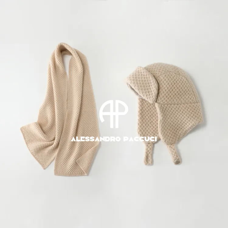 AP洛哥54169AW围巾/54170AM帽子桑蚕丝+山羊绒针织护耳帽/围巾