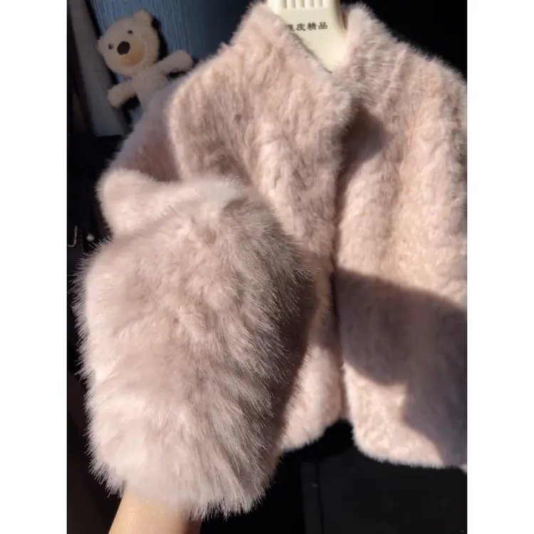 法式粉色小香风毛毛外套2025冬季新款巨好看高级感短款大衣千金风