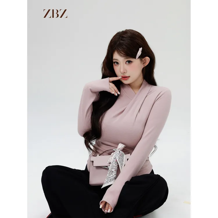 周白子 12/22 羊绒触感质地【定染丁香紫·“西梅Tee”】t恤ZTTP3343