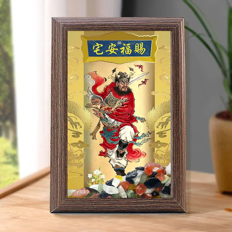 钟馗像摆台驱歪安宅纳福万应神招财防夜惊中空水晶碎石玄关摆挂件