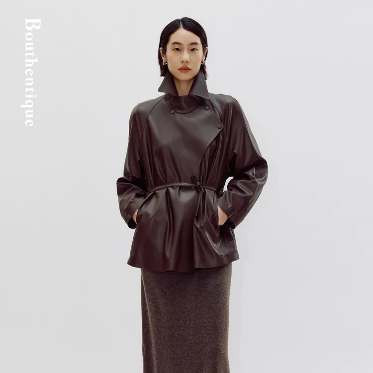 Bouthentique秋冬环保pu皮时尚高级感设计师气质外套225431E1R03