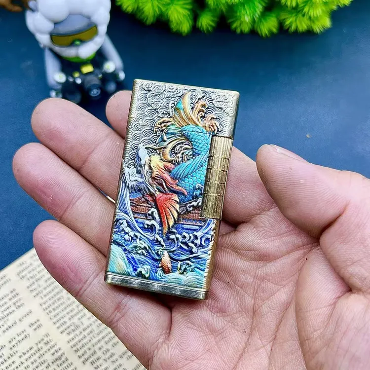 创意侧滑轮顶部加油搓轮式煤油打火机设计独特实用性双面