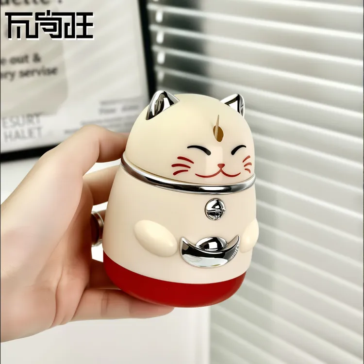 瓦尚旺客厅桌面装饰自动式牙签罐按压式招财猫牙签盒牙签收纳盒罐