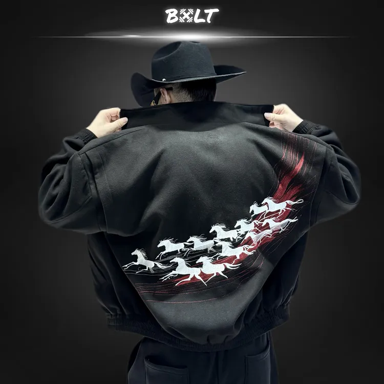 BXLT马年限定“银河白驹”毛呢夹克外套