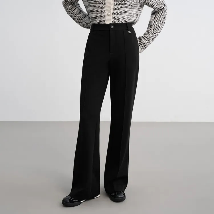 【超模裤】EP雅莹2025新款 弹力高腰显瘦天丝羊毛空气层微喇裤6441A