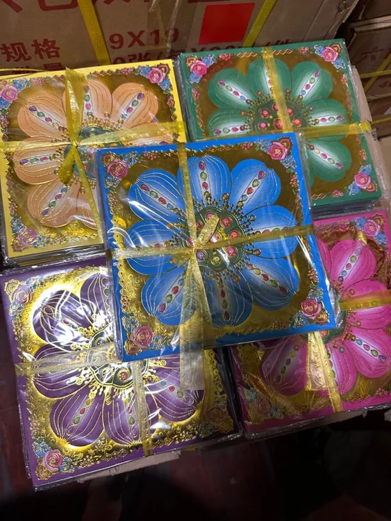 双面彩印琉璃莲花烫金手工折纸19x19cm折纸用品