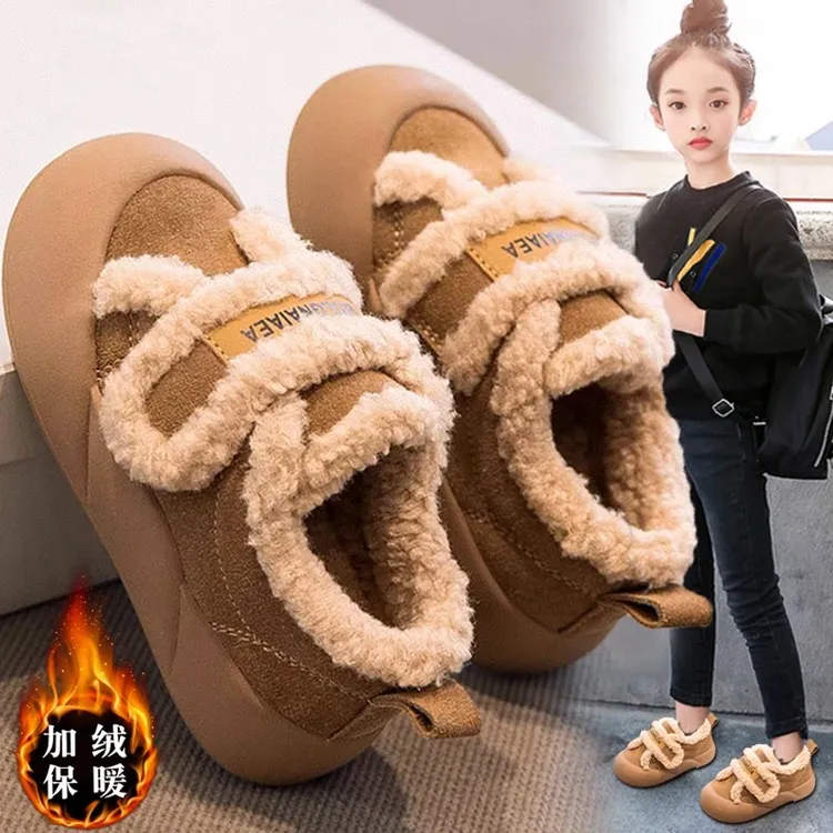 ABC女童鞋2025冬季新款儿童大棉鞋加绒保暖女孩豆豆鞋小童勃肯鞋