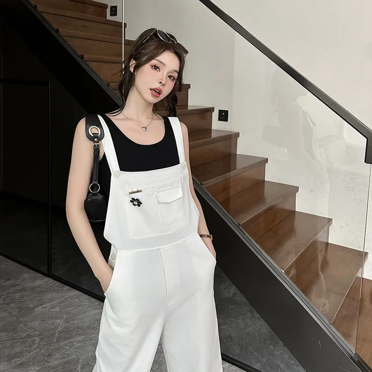 YZ专柜品质柜品质2025白色夏季女减龄盐系宽松复古阔腿直筒