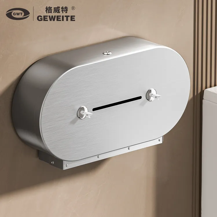壁挂式卫生间大卷双卷厕纸盒不锈钢大盘手纸巾架省纸大卷纸巾盒