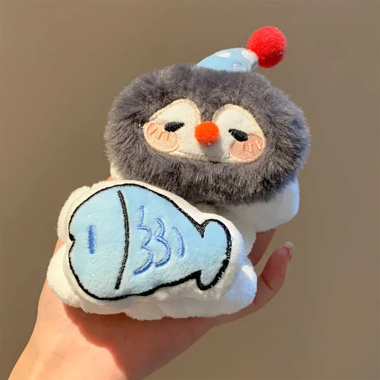 可爱企鹅小鱼毛绒洗脸手腕带女洗漱防滴水专用防湿高弹力发圈发饰