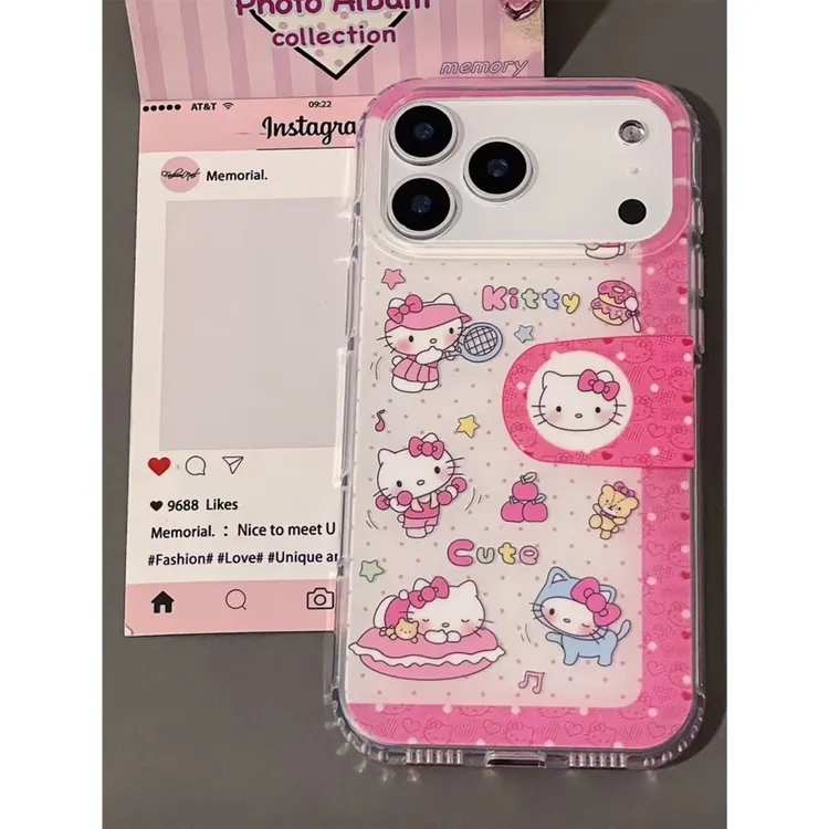 BANCA粉Kitty笔记适用iPhone17/16大孔手机壳华为vivo小米15oppo