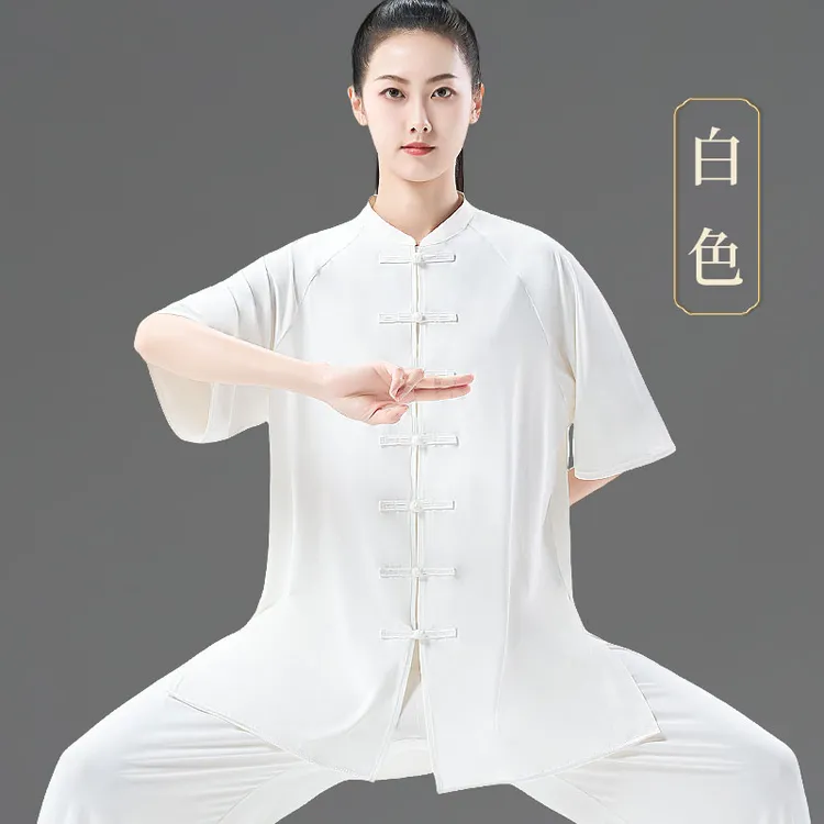 新款专业太极服女防晒夏季短袖男八段锦练功服太极拳武术休闲服装