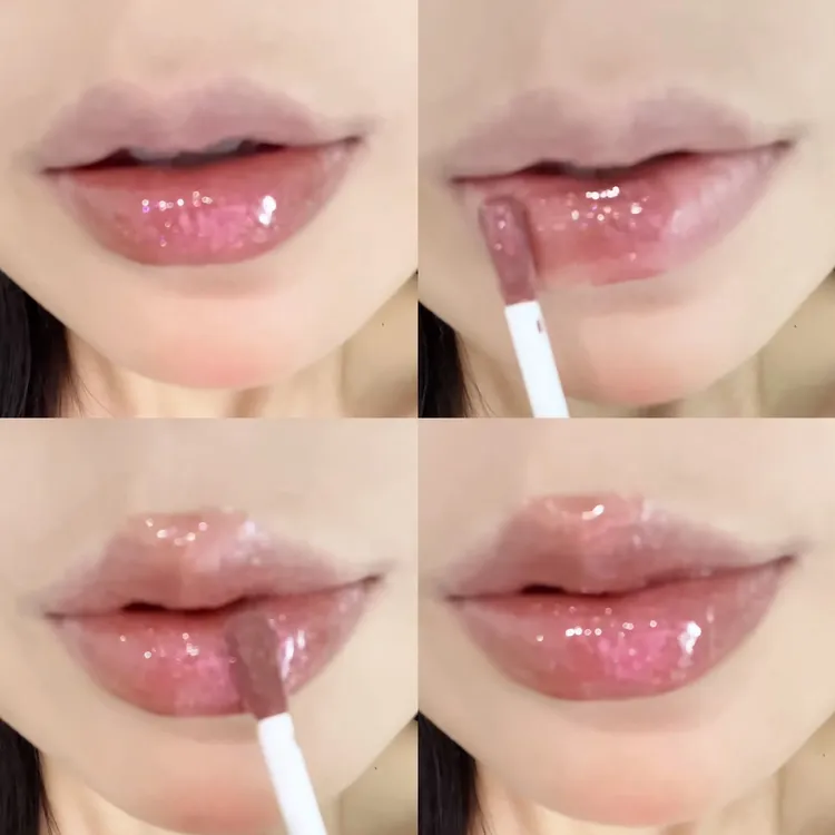 爆闪牛郎!高级感香槟裸棕水光唇釉纯欲感淡颜清冷口红镜面嘟嘟唇