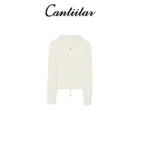 CANTIILAR 舒适感丝羊毛修身连帽拉链绒绒上衣 5413504 