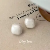 铜合金耳饰 【奶方流沙】韩系简约方糖晕染滴釉气质耳钉 A42