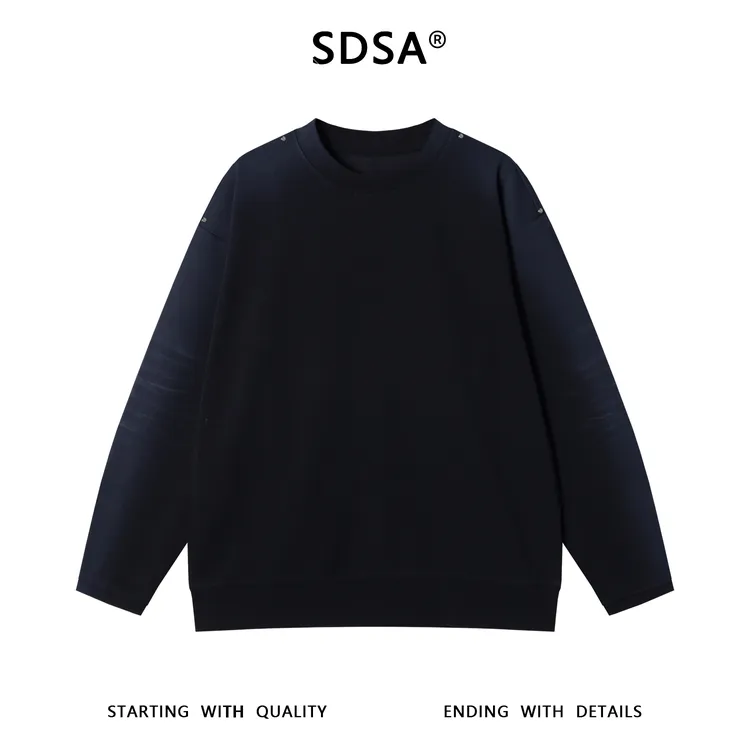 SDSA男士秋冬新款痞帅男装简约扎染铆钉圆领卫衣宽松情侣套头上衣