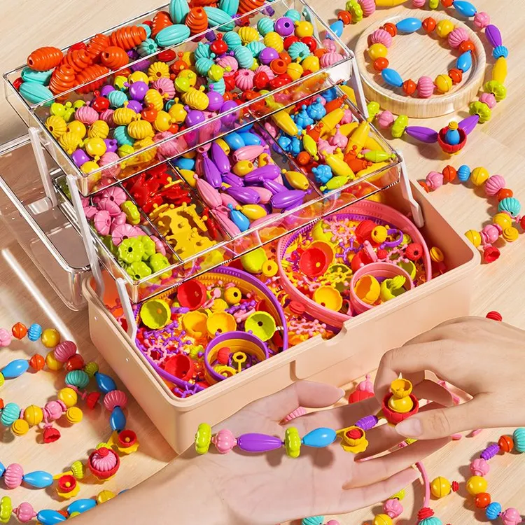 百变波普串珠益智diy手工儿童穿珠无绳手链儿童积木玩具宝宝积木