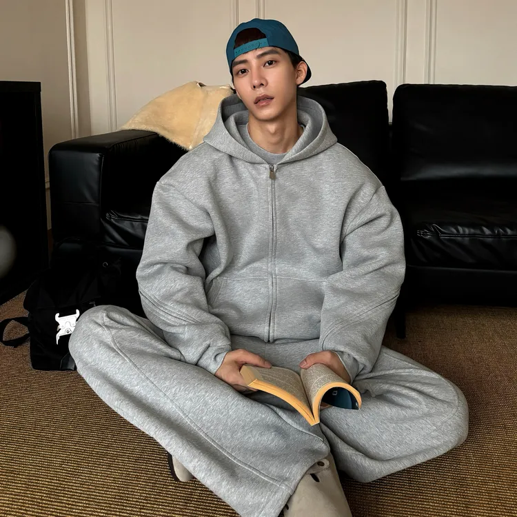 【重磅帽衫】EWEAR小众结构设计手工廓型百搭实穿质感拉链帽衫套装