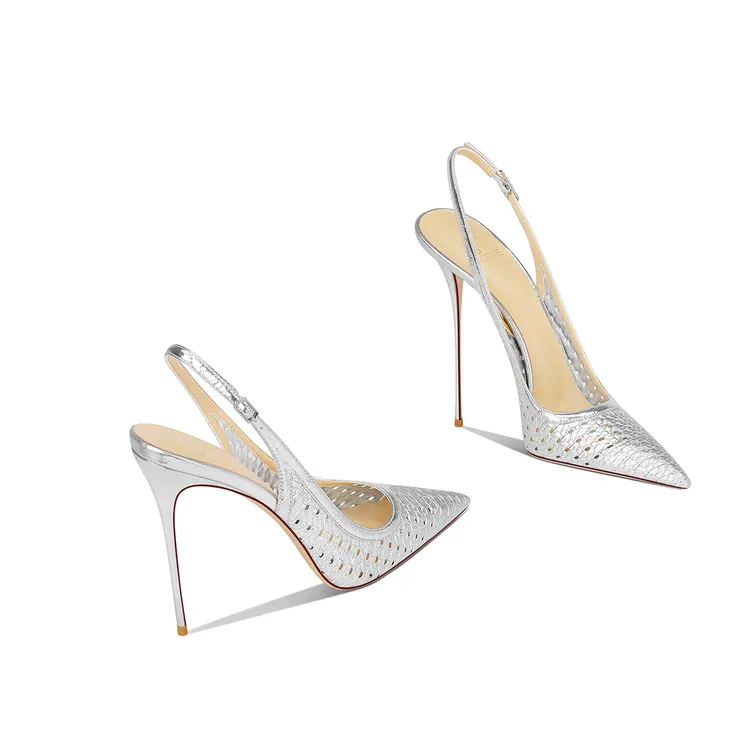 凉鞋女包头秋季新款银色时尚尖头细跟高端名媛气质配裙子高跟鞋