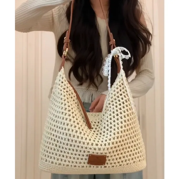 2025镂空编织包包女夏天新款海边度假沙滩包大容量单肩斜挎托特包