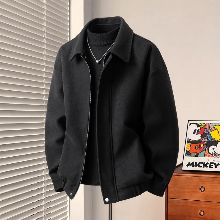 翻领高级感男士毛呢夹克2025秋冬季新款潮流痞帅呢子男装加厚外套