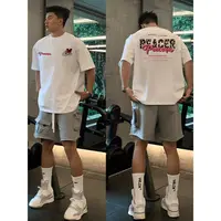 【重磅纯棉】夏季新款美式字母休闲百搭宽松潮流圆领半袖男短袖T恤