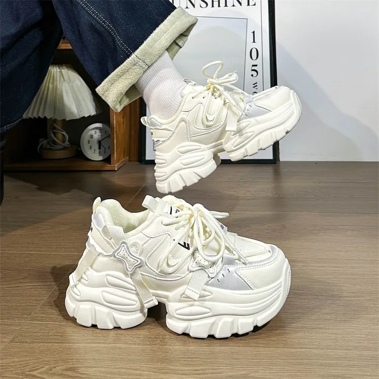 Warrior/回力加绒运动鞋女鞋秋冬保暖二棉鞋子百搭轻便增高老爹鞋