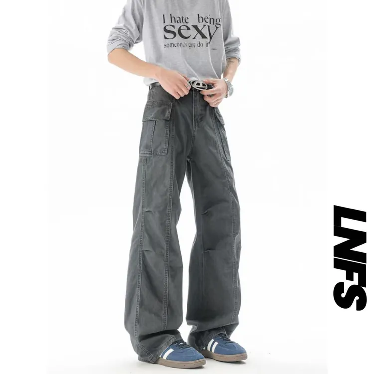 LNFS新款美式复古水洗Cleanfit工装裤直筒宽松街头休闲裤男女同款