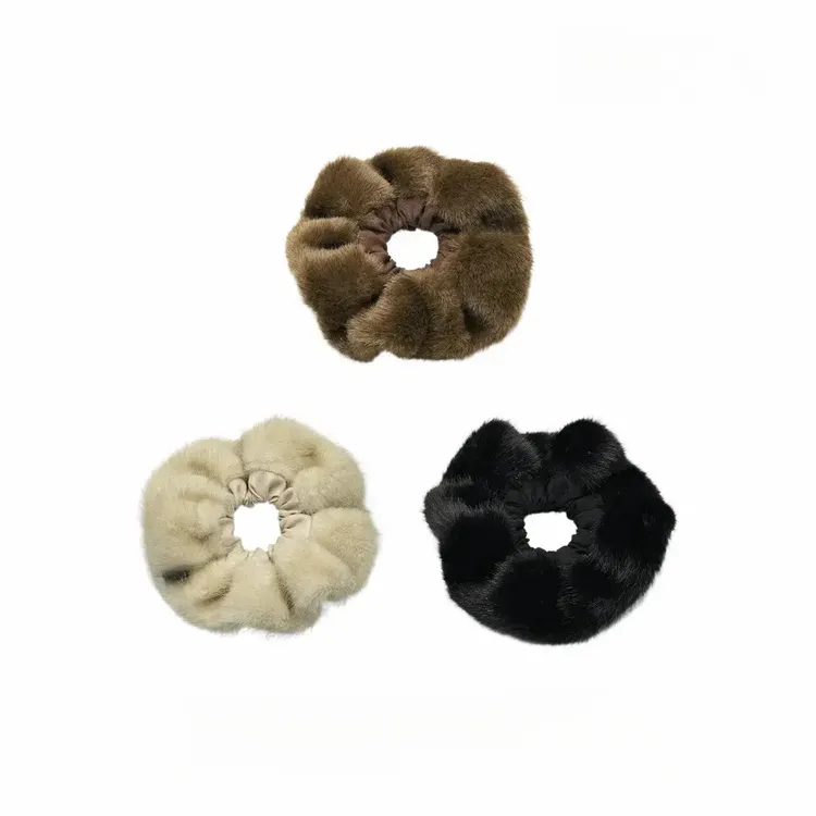 毛绒拼接大肠发圈秋冬新款扎头发丸子头高弹力发圈发绳