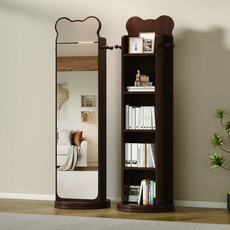 小熊书架全身镜可旋转置物镜落地镜家用杂志书架旋转储物试衣镜子