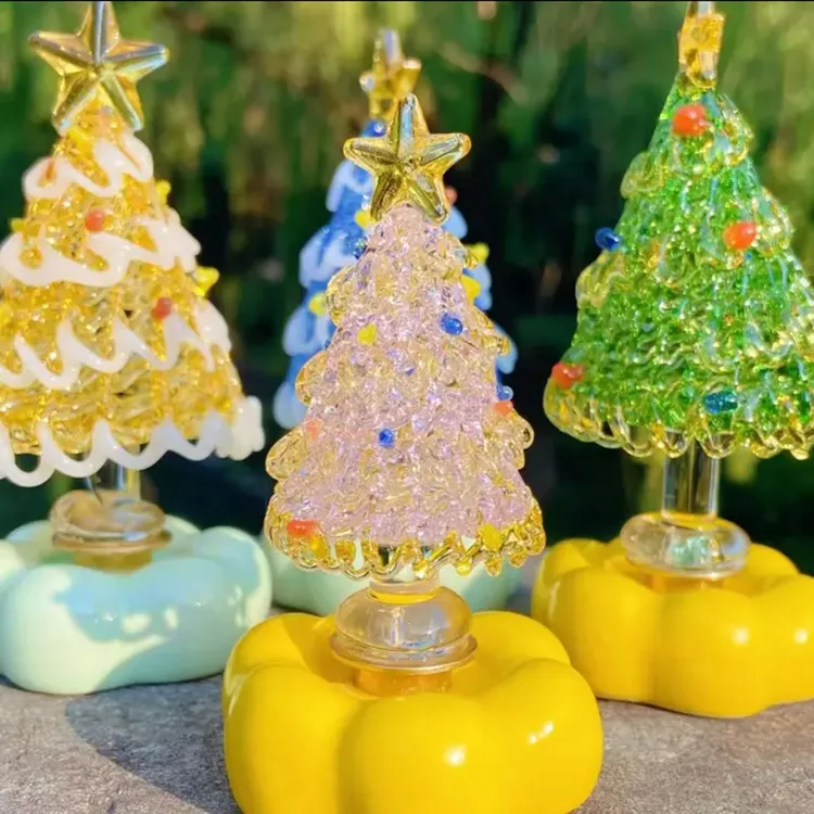 景德镇陶瓷转转圣诞树玻璃桌面摆件创意礼品·随缘发一个