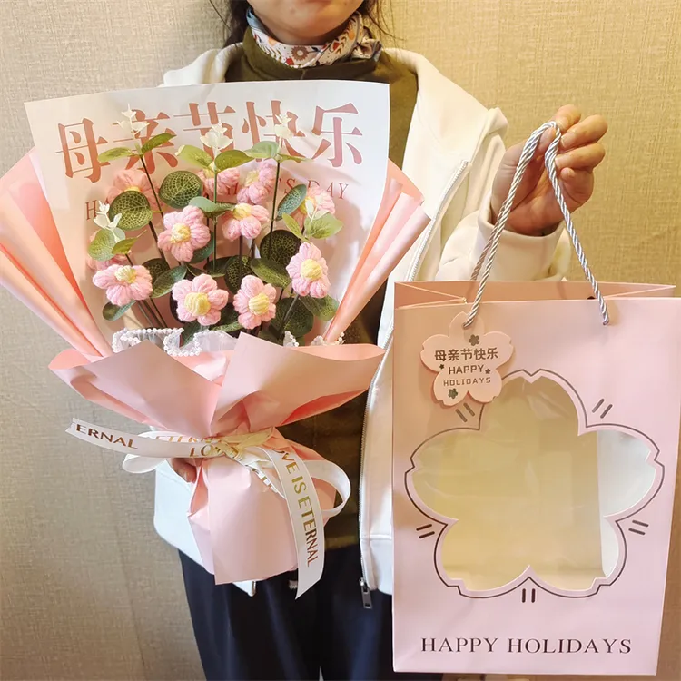 针织花束成品创意毛线编织闺蜜母亲节礼物送妈妈实用仿真花束成品