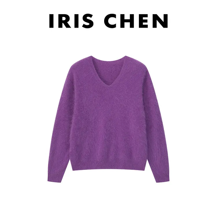 IRIS CHEN 双面羊毛拉绒 2025秋冬“羊绒”加厚百搭针织衫25SY583