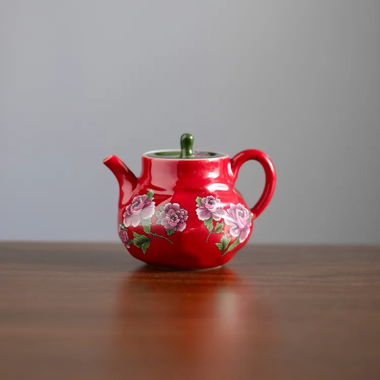 百垚牡丹花美人壶创意国潮风冲茶壶新年伴手礼家用新中式茶具