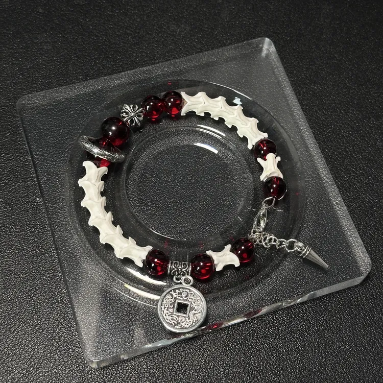 手链 小众轻奢天然蛇骨红色纯天然真蛇骨手链蛇骨手串个性化礼物