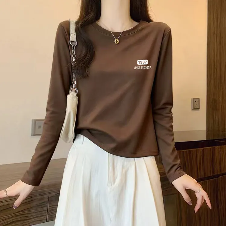 2025新款设计感正肩内搭长袖t恤女百搭设计感上衣打底衫春秋冬季
