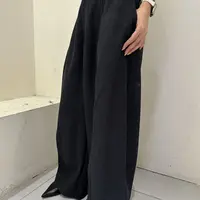 秋季新款灰色高腰垂感阔腿女裤宽松直筒休闲长裤