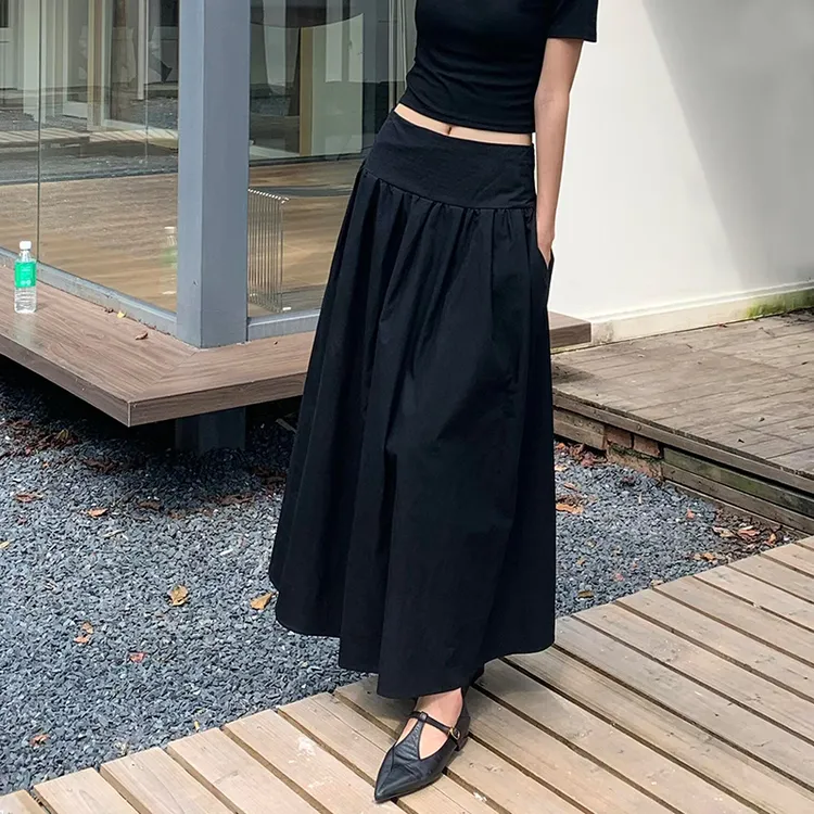 【大摆裙】韩版气质显瘦高腰小众设计感百搭复古收腰大摆半身裙
