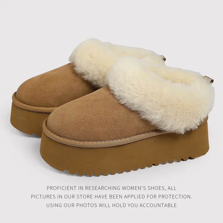 棕色复古加绒保暖雪地靴女2025冬季新款毛毛棉鞋厚底增高面包鞋子