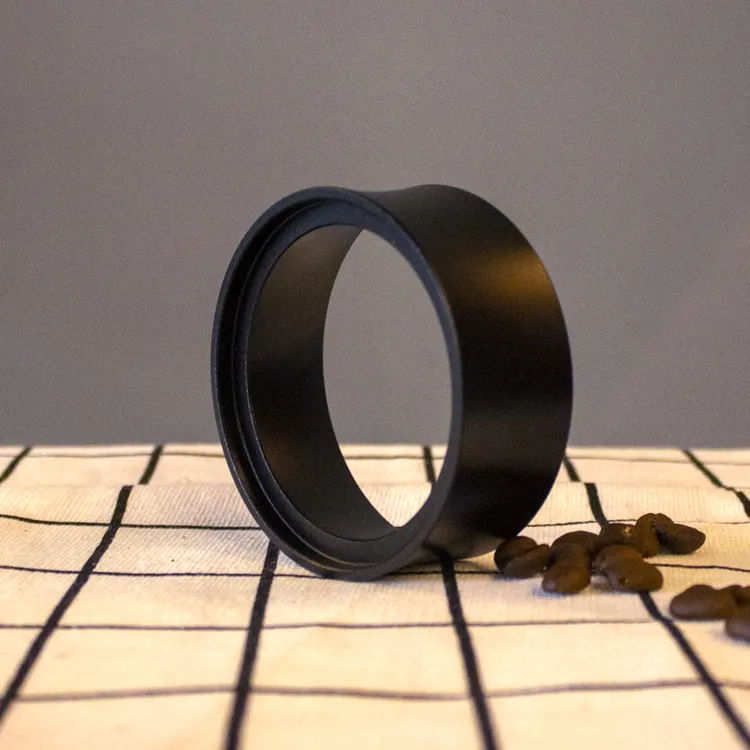 全铝意式咖啡机压粉器接粉环接粉器防飞粉圆形黑色