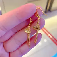 足金鱼鳞扇形流苏耳挂