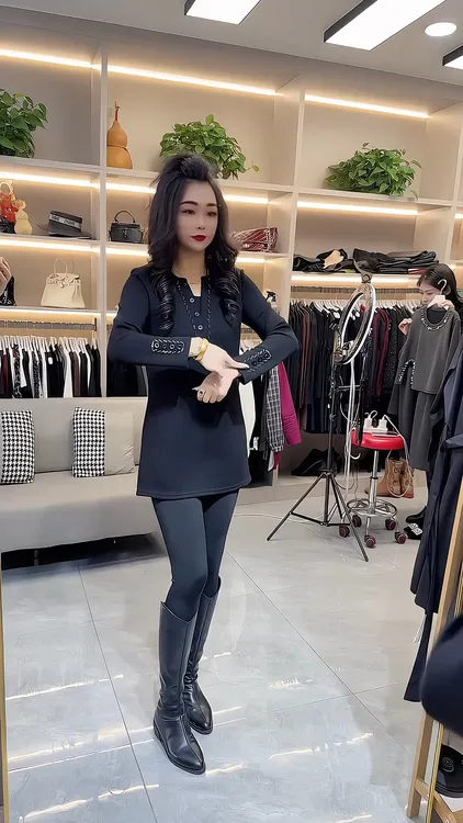 秋冬网红小个子大码中长款长袖T恤重工气质遮肉宽松显瘦打底衫女