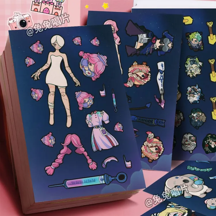 新款24张蛋仔派对追捕者换装贴纸逃出惊魂夜益智早教玩具贴画手账