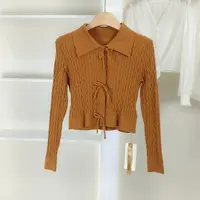 麦迪尚品 一路童行【诗M】3091873翻领修身针织衫春秋女品牌折扣