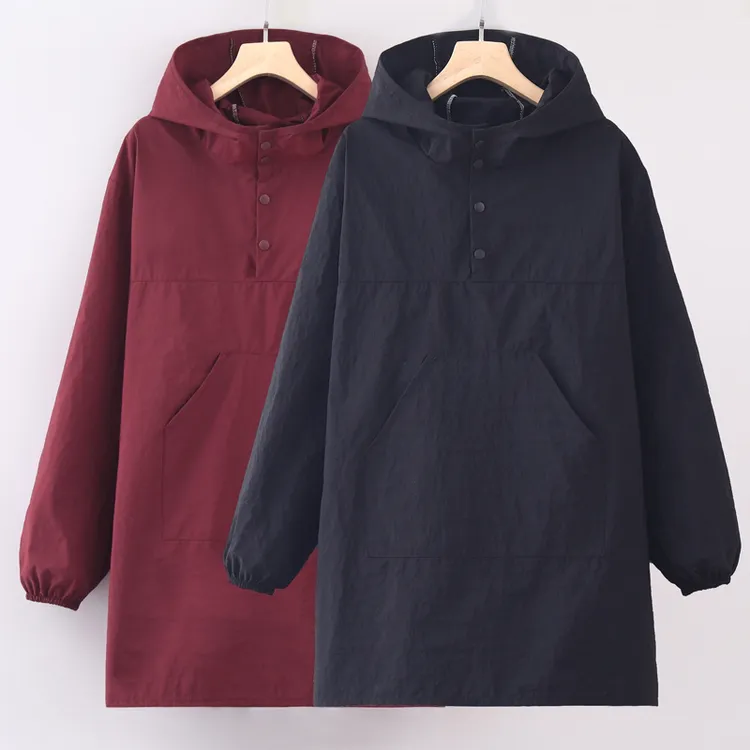 工装连帽大口袋宽松罩衣防泼水男女同款厨房围裙可定制logo工作服