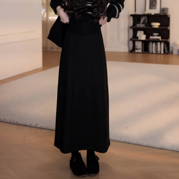 【YANYAN】冬季毛呢半身裙女高腰中长款A字裙中长款长裙YY-5692