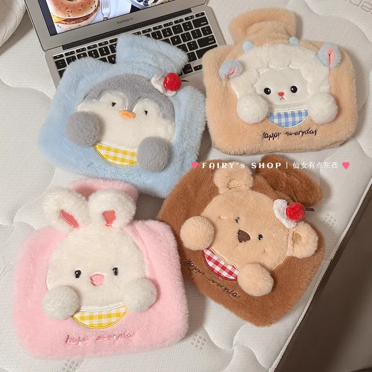 可爱动物注水热水袋防爆可插手暖被窝灌水暖手宝加厚款毛绒暖宝宝