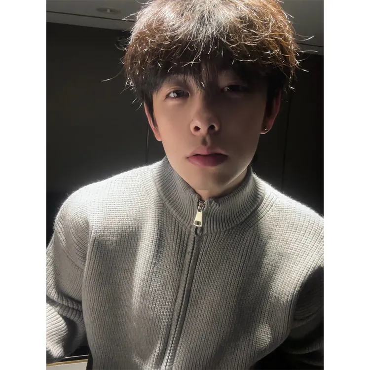 美式潮流双拉链设计开衫毛衣男秋冬季新款痞帅宽松休闲百搭外套